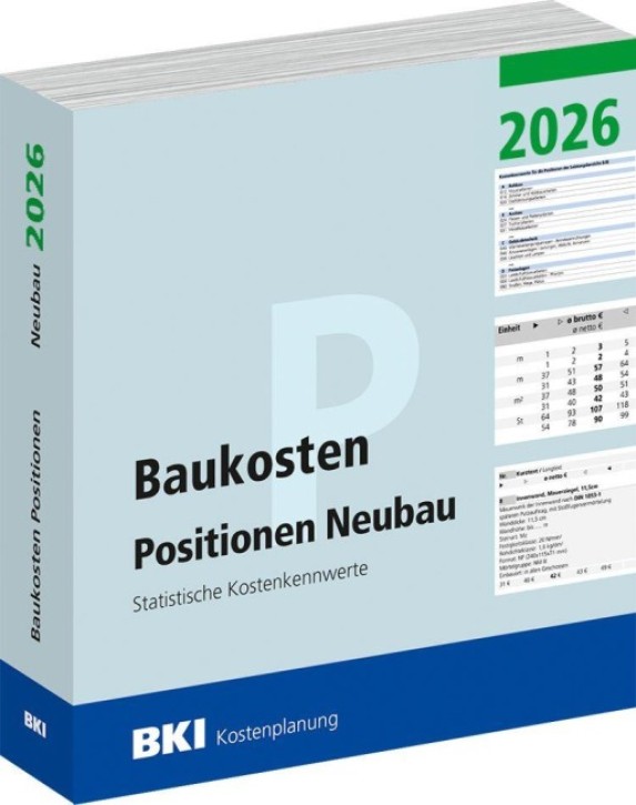 BKI Baukosten Neubau 2026 - Positionen (Teil 3)