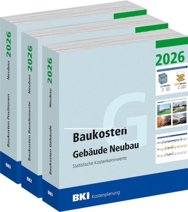 BKI Baukosten Neubau 2026 - Gebäude + Positionen + Bauelemente (Teil 1-3)